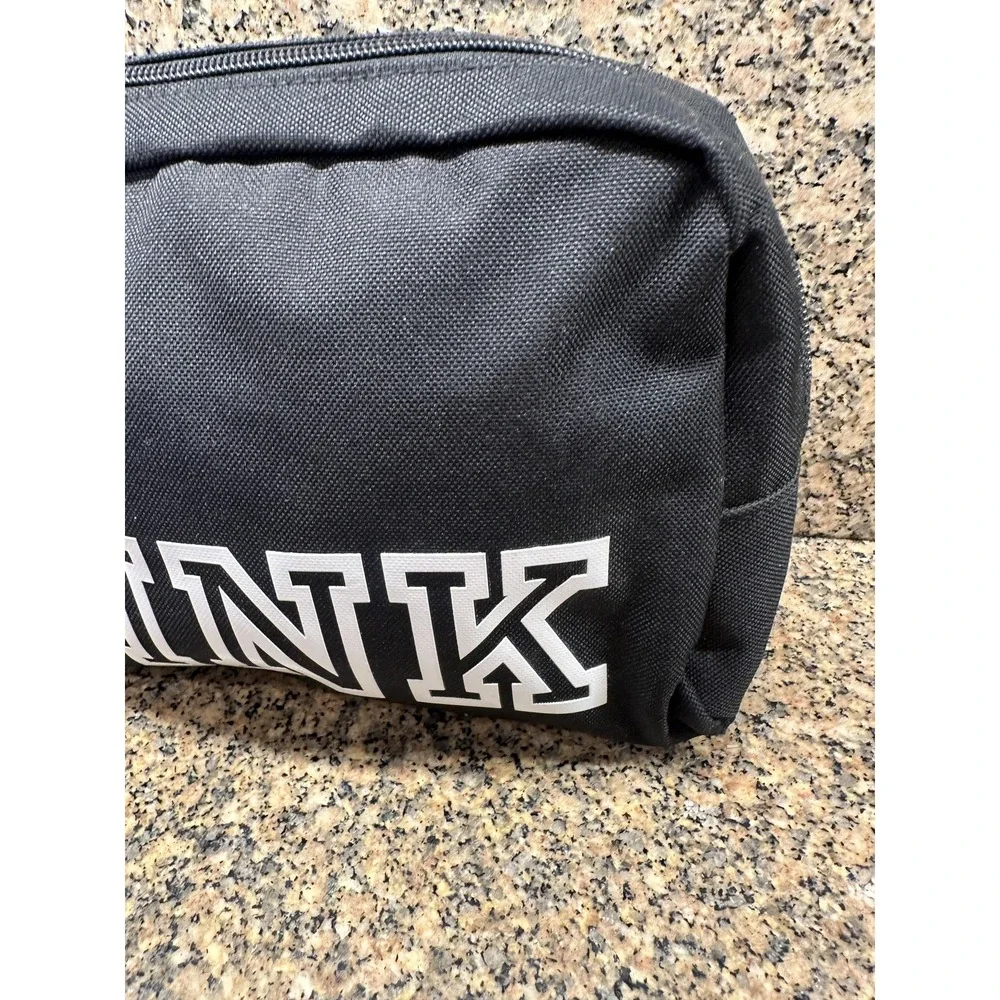 Victoria's Secret PINK Black Makeup Cosmetic Bag Travel‎ Toiletry Pouch Zip Case